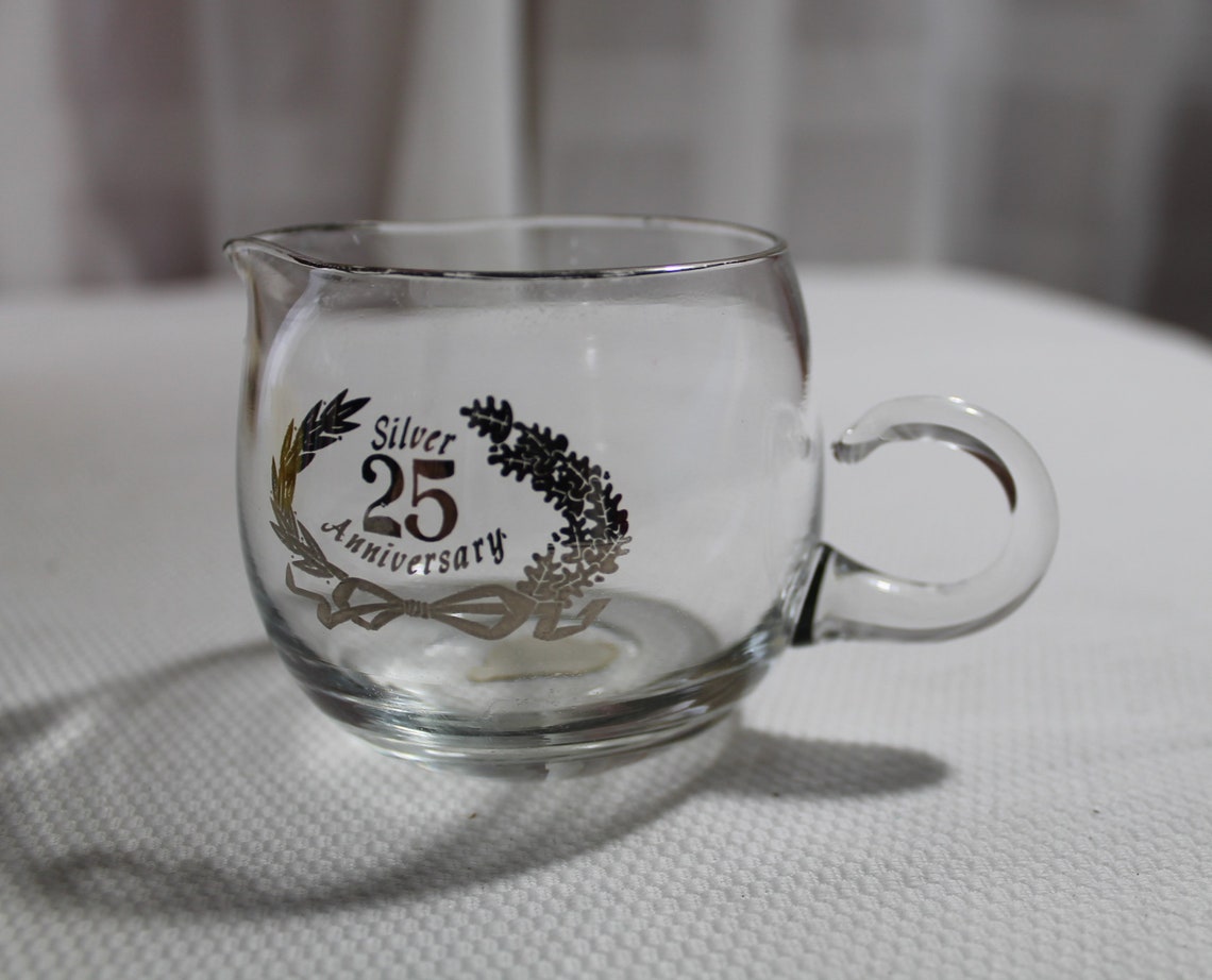 Vintage West Virginia Glass Co. 25th Anniversary Creamer Etsy