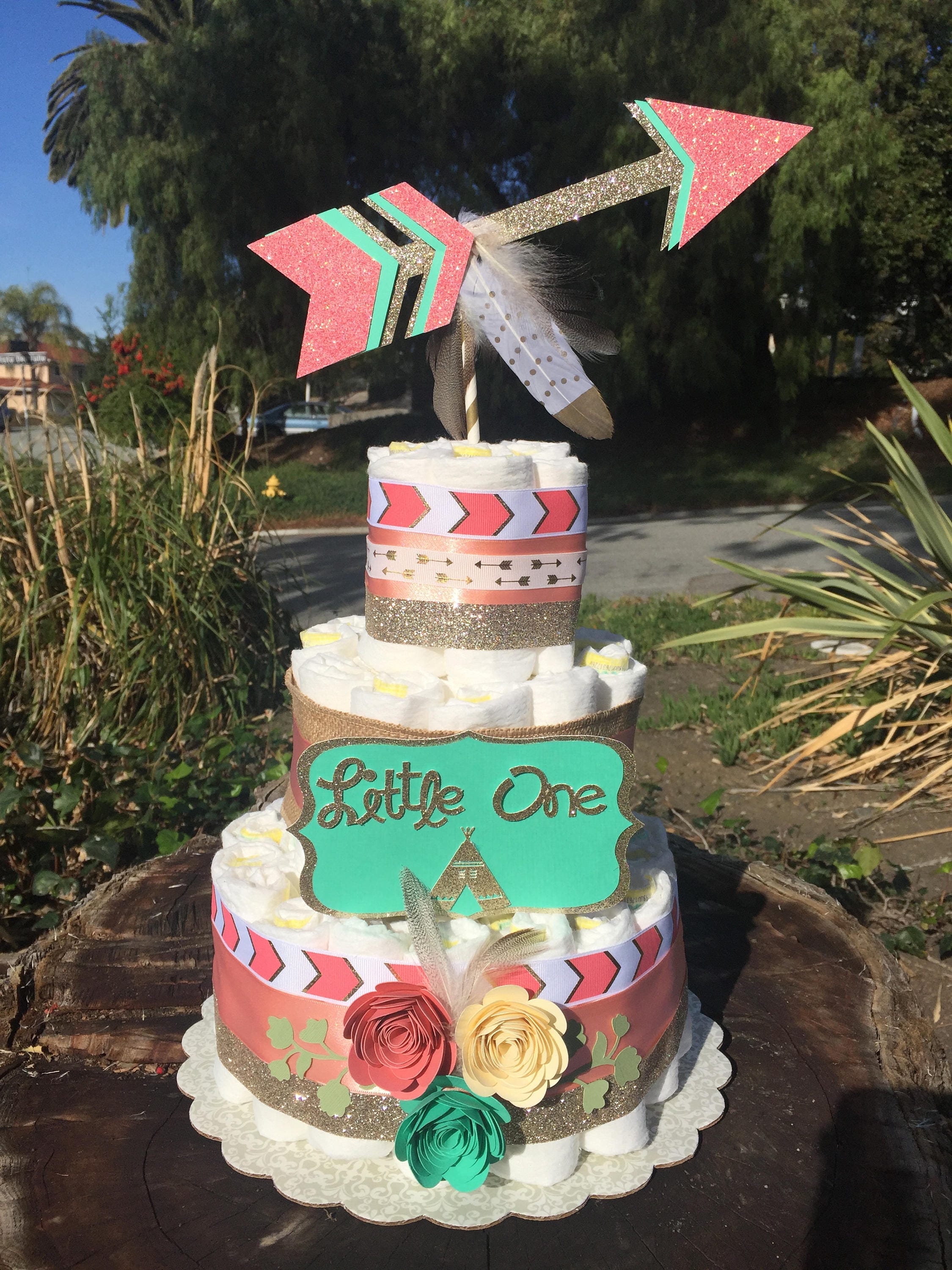Tribal Baby Boho Diaper Cake Be Brave