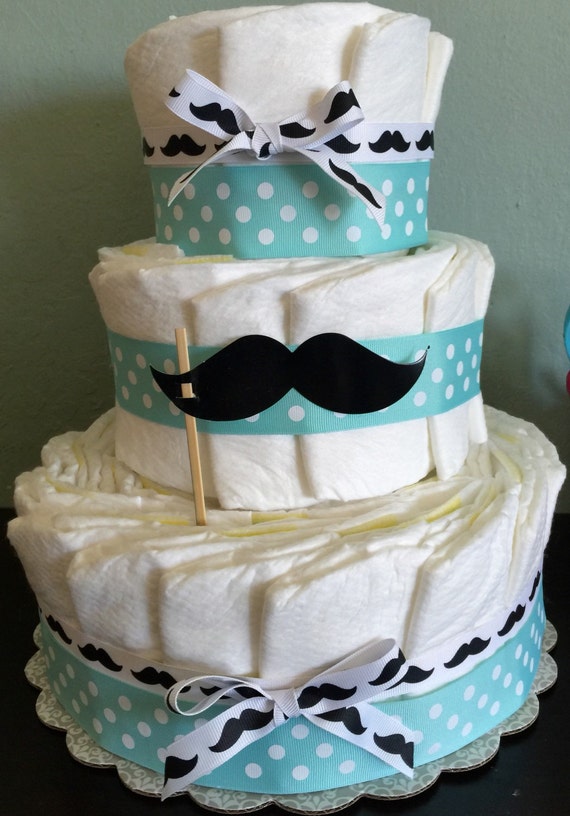 Mustache Diaper Cake Mustache Baby Shower Decorations Etsy