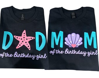 Birthday Mermaid Shirts, Under the sea shirts, mom shirt, dad shirt, Personalized custom family shirt, party supplies, birthday, princess