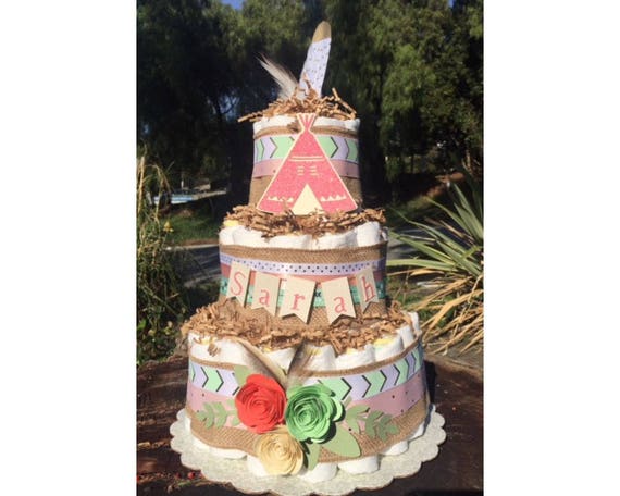 Boho Diaper Cake Tribal Diaper Cake Boho Style Baby Shower