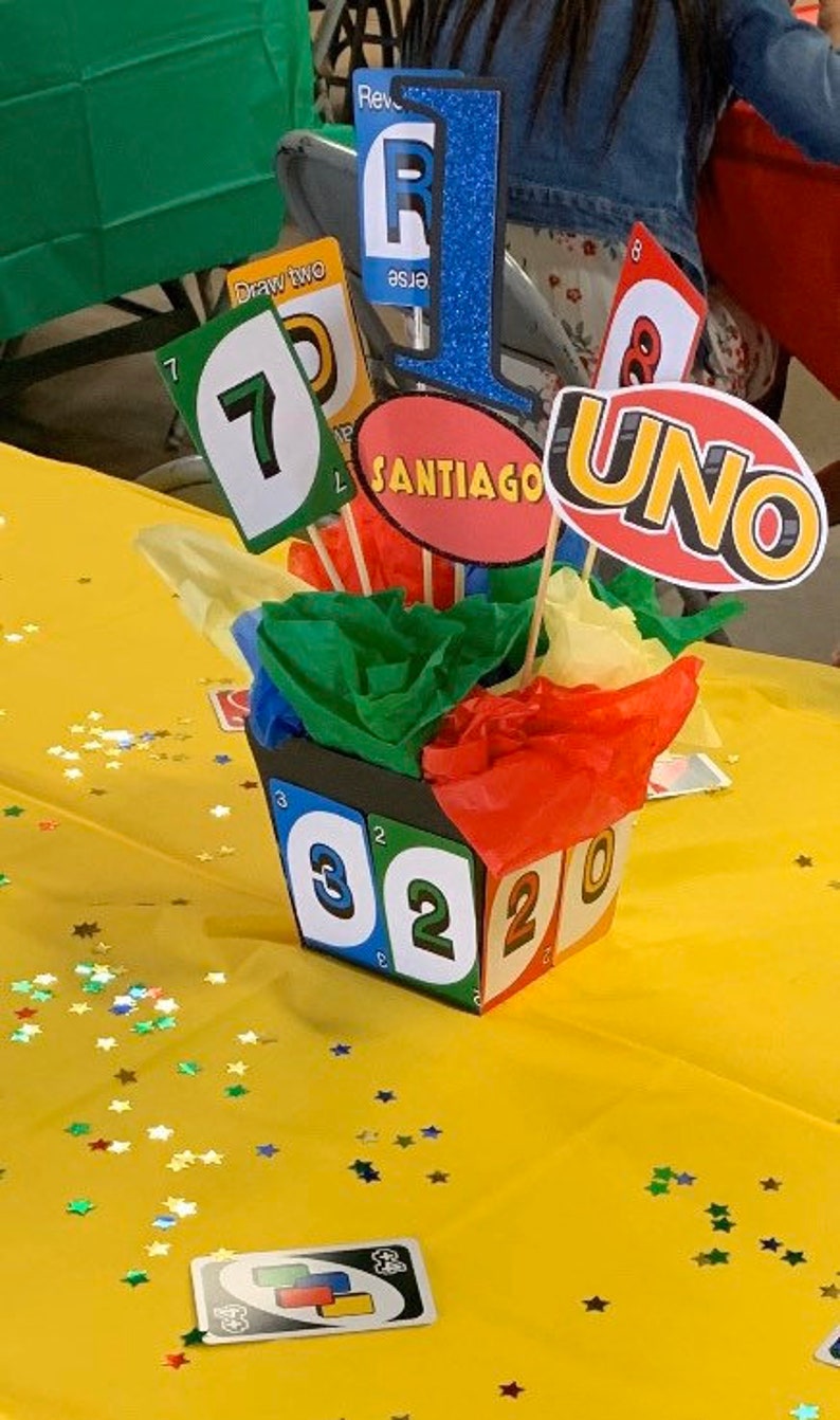 UNO Birthday Party Centerpieces Set of 2 first birthday UNO Etsy