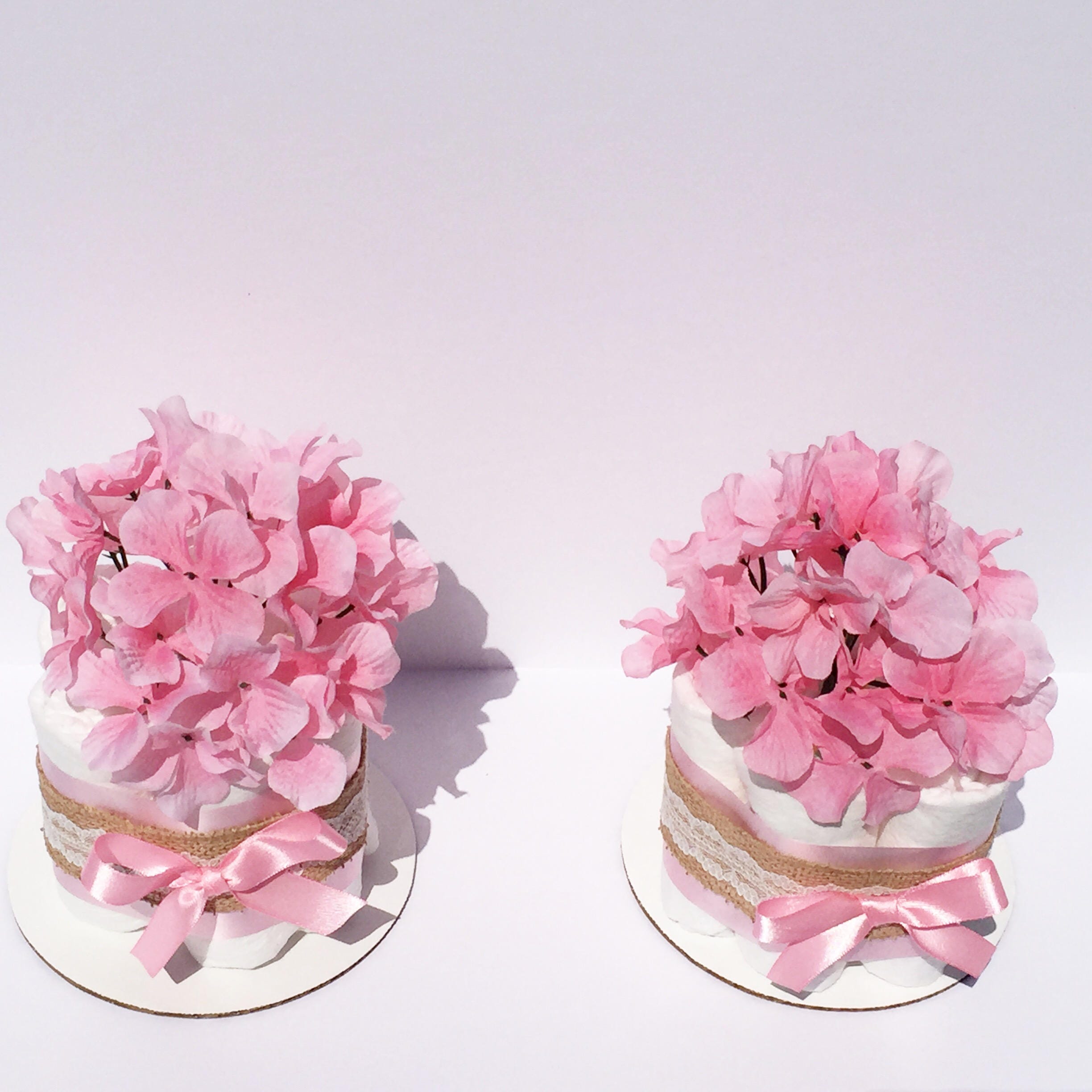 Pink Burlap Diaper Cake Centerpieces Burlap Pink Baby Diaper