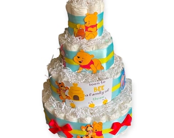 Winnie the Pooh Newborn Diaper Cake, Baby shower, centerpiece, decoration, Winnie the Pooh gift