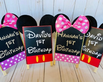 Mickey Mouse Birthday, Sign for tabletop,Personalized message,  Mickey Mouse table decoration, Birthday Party sign, food signs, Minnie Mouse