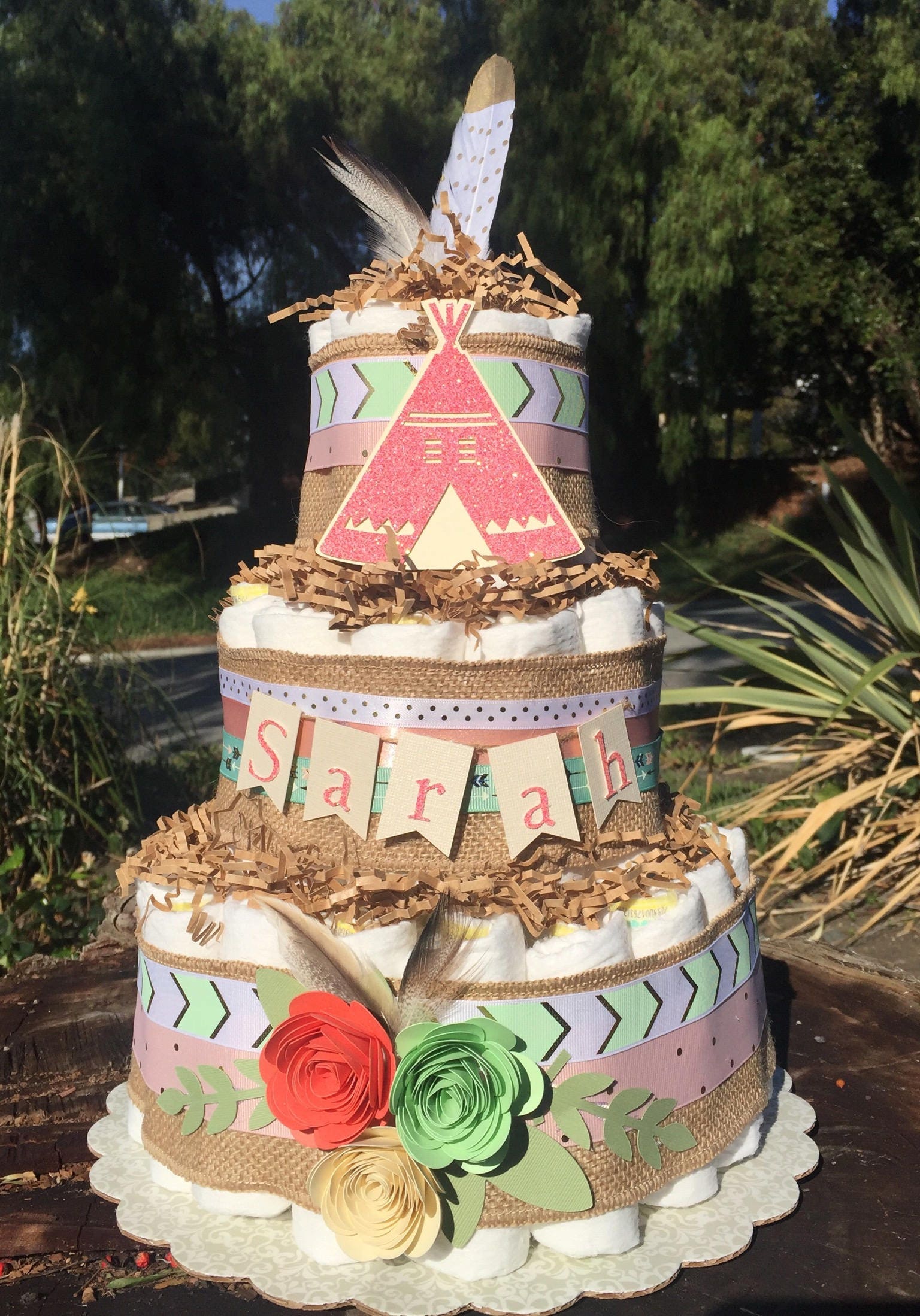 boho diaper cake ideas