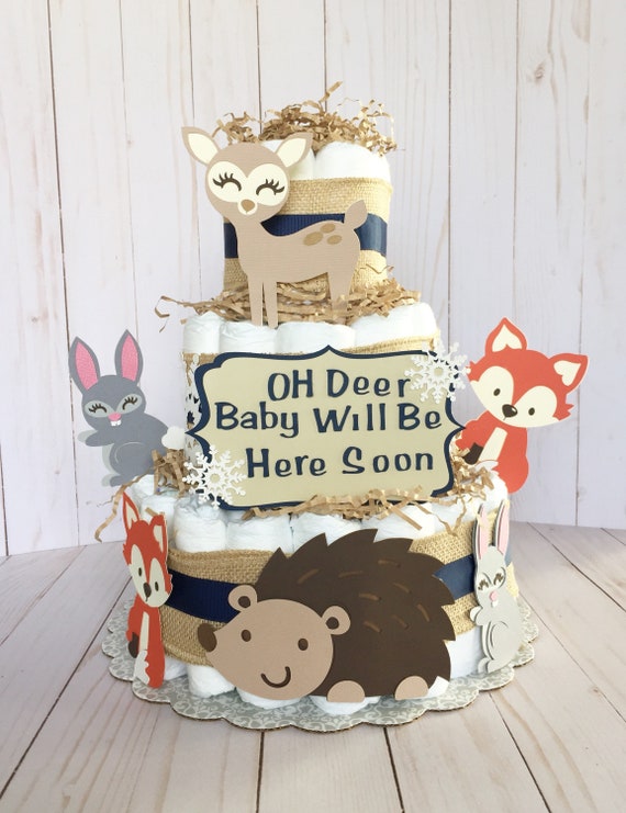 Woodland Baby Shower Decorations Diaper Cakes Woodland Animals