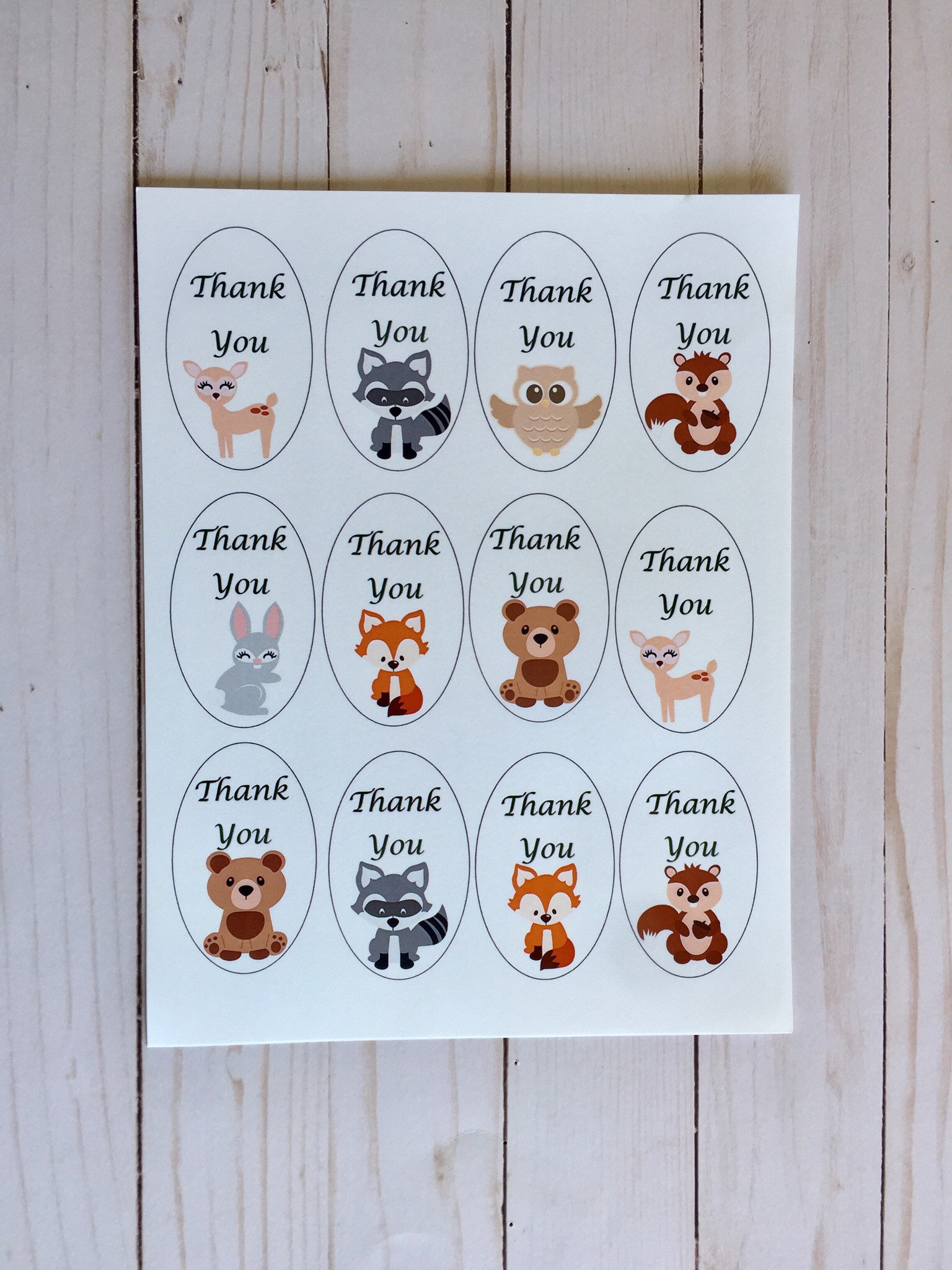 woodland thank you tags