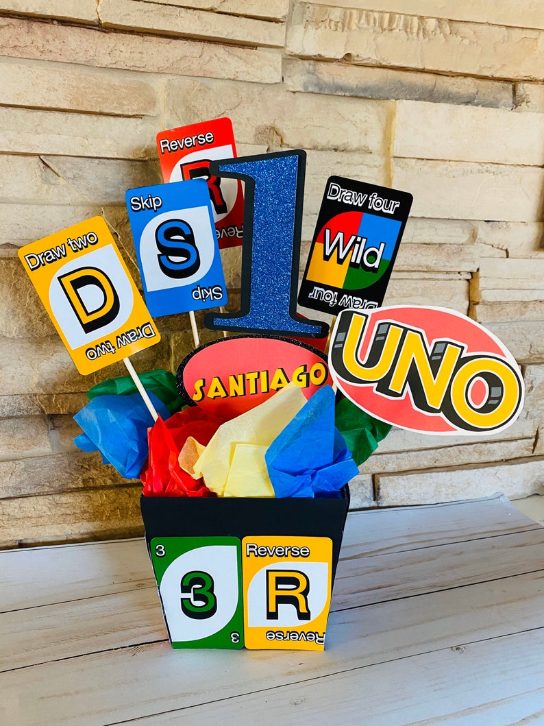 UNO Birthday Party Centerpieces Set of 2 first birthday UNO | Etsy