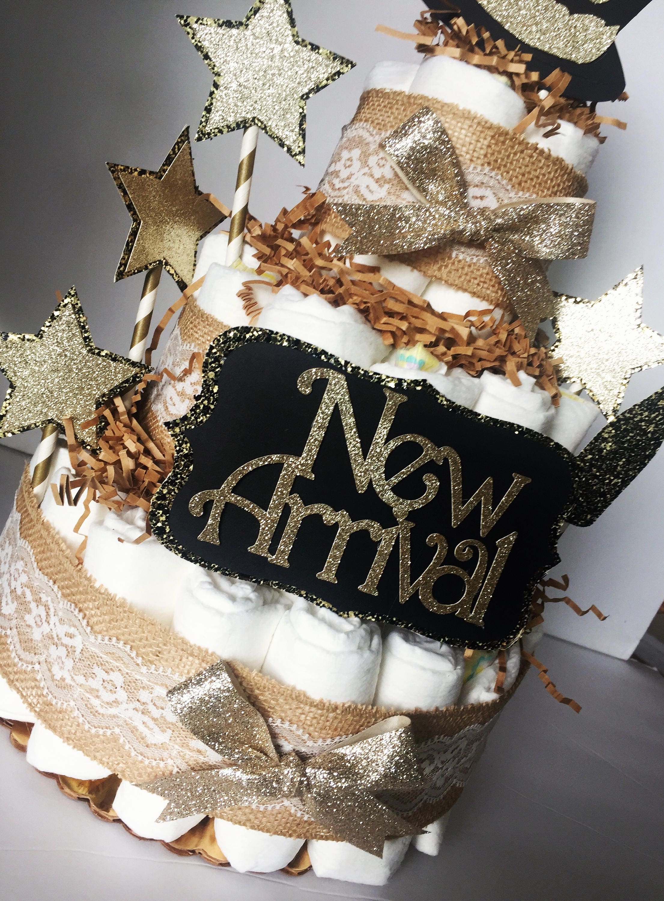 New Baby Gift Baby Shower Diaper New Years Baby Diaper Cake