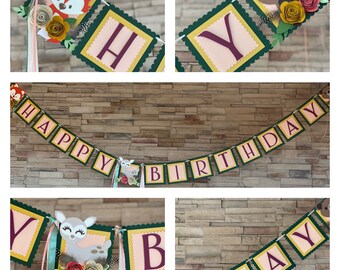Woodland baby shower banner, birthday banner,  forest baby shower banner, it’s a girl banner, woodland decorations, baby shower decor