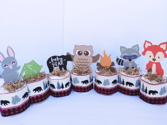 blue plaid baby shower decorations