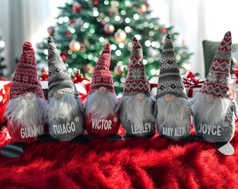 Personalized Christmas Gnome • Custom Holiday Decor • Scandinavian Tomte Gnome • Handmade Christmas Gift • Family Name Gnomes • Xmas Mantle