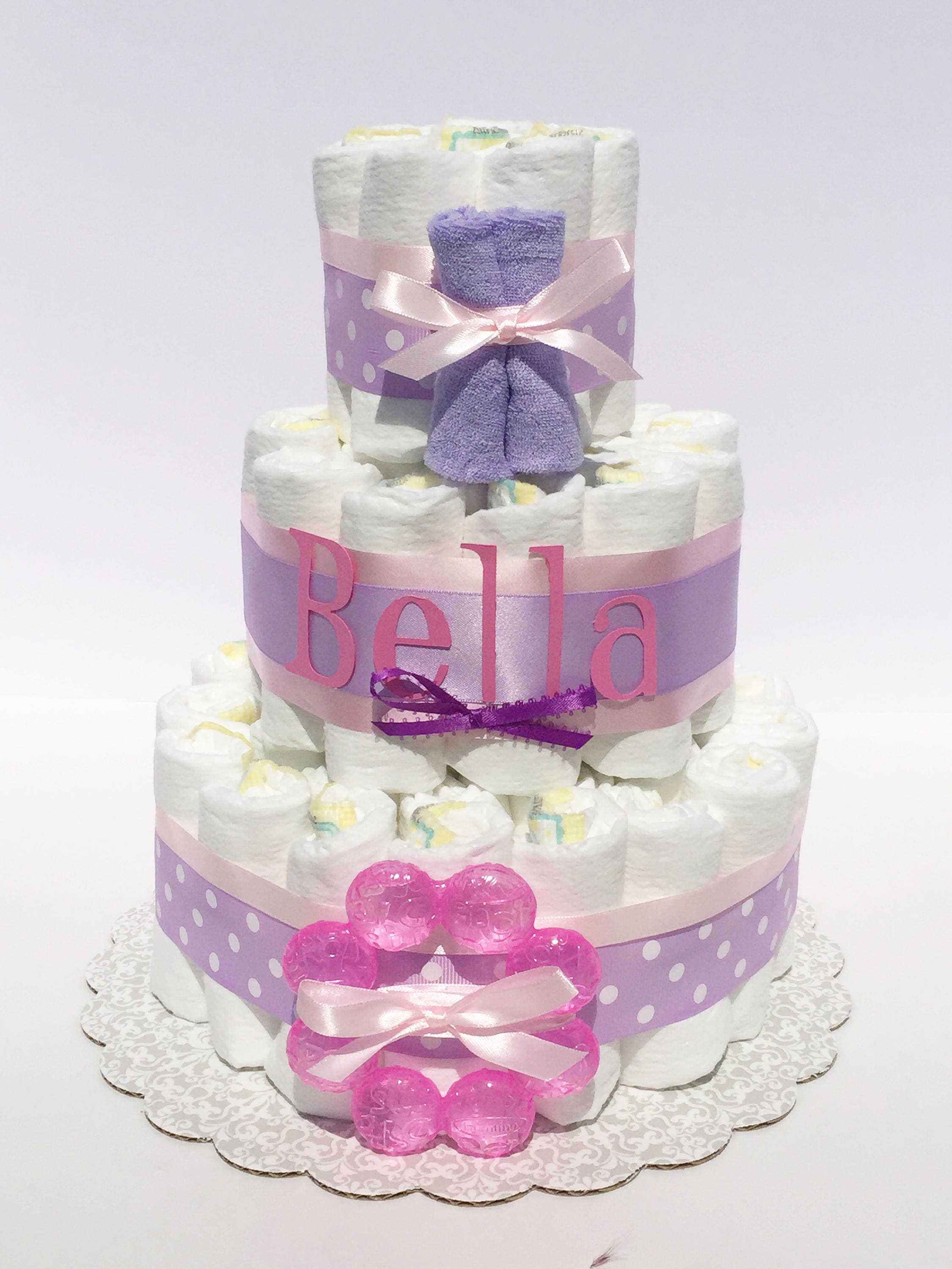Girl Diaper Cake Girl Pink Diaper Cake Girl Diaper Cakes for Etsy
