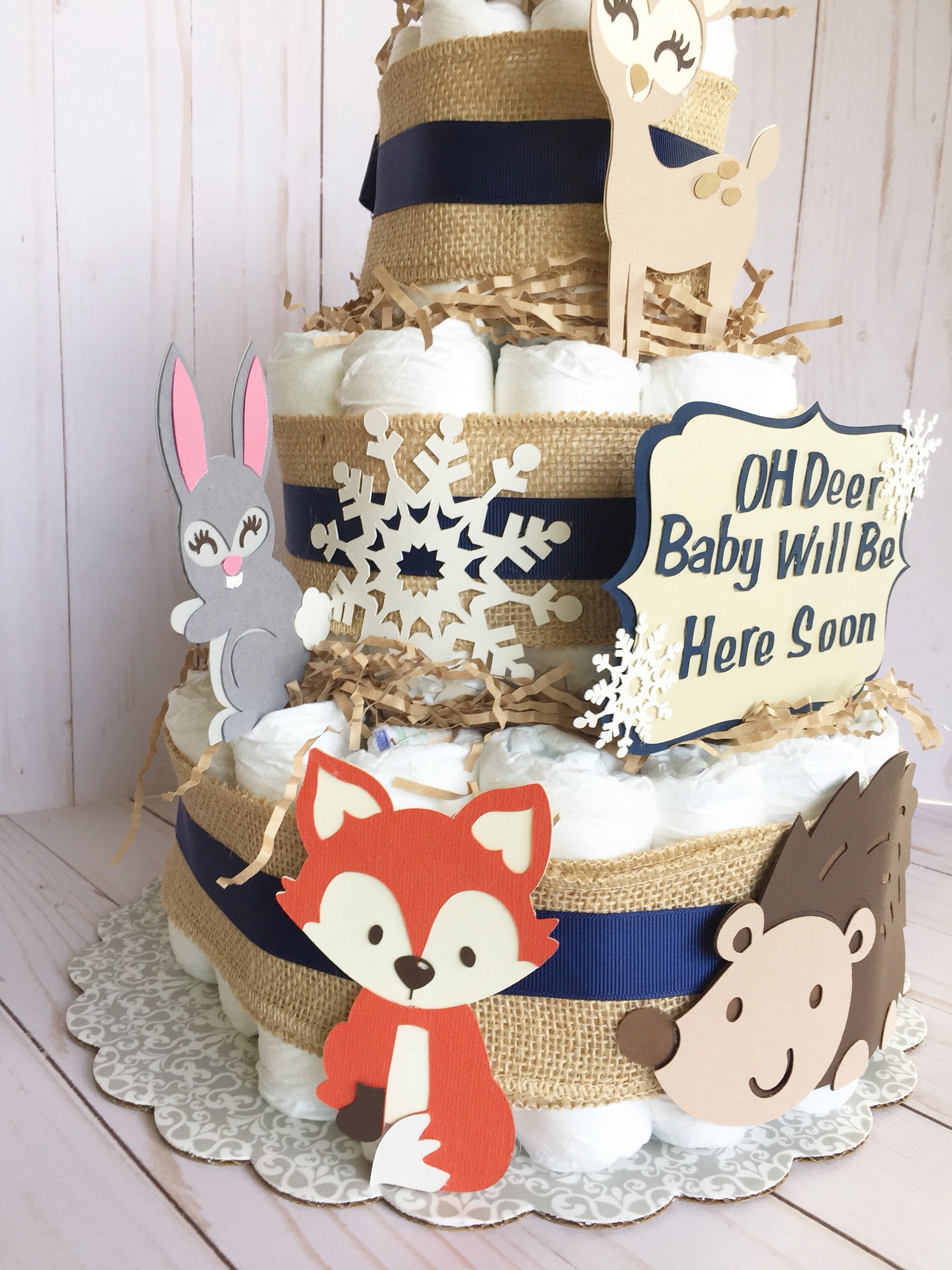 Woodland Baby Shower Decorations Diaper Cakes Woodland Animals