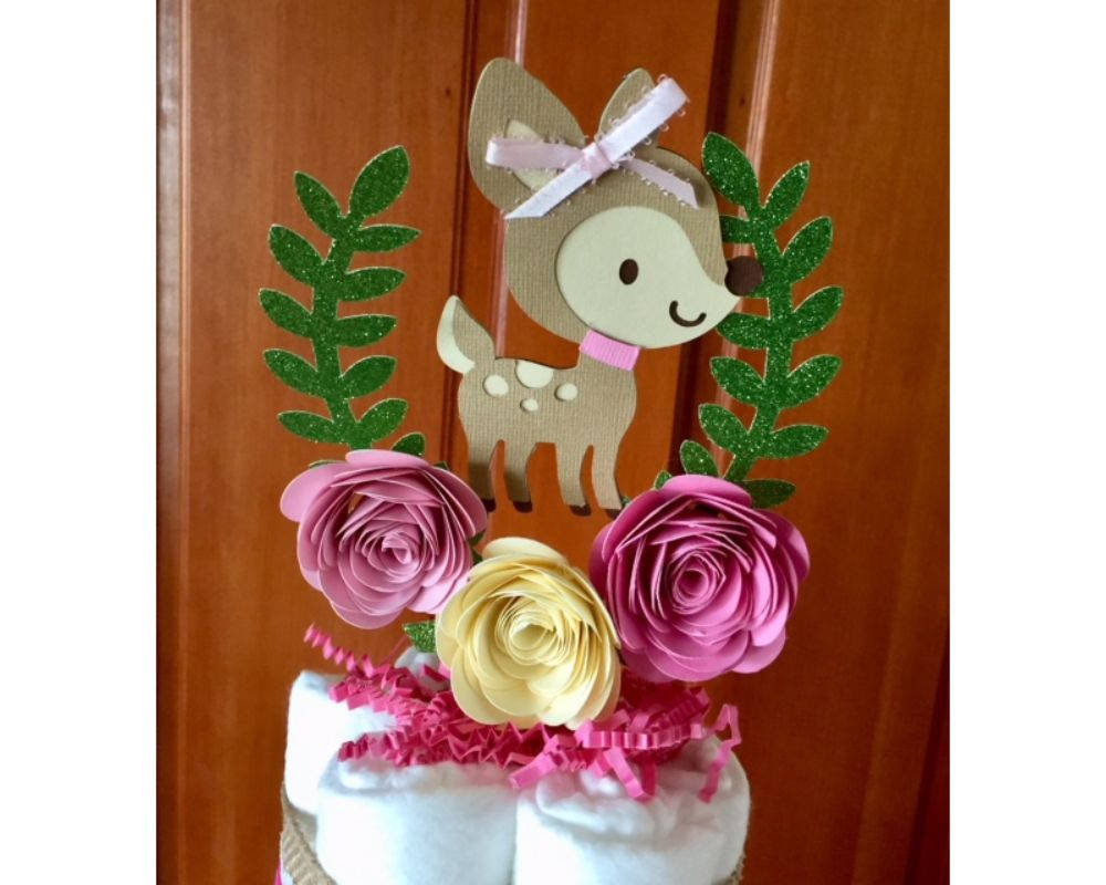 Woodland Baby Shower Decor Diaper Cake Girl Woodland Baby Shower