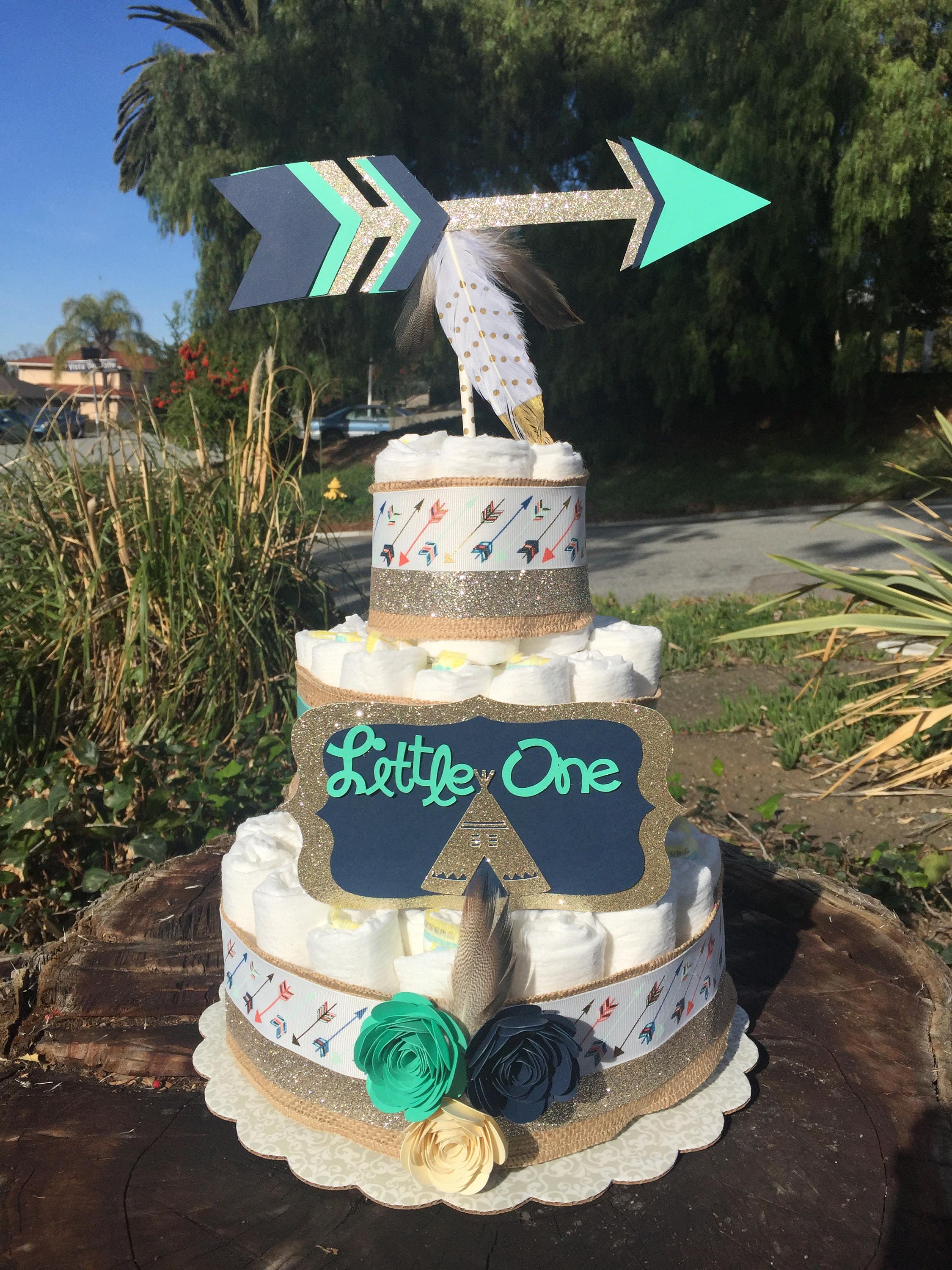 Tribal Boy Diaper Cake Gold Baby Shower Be Brave