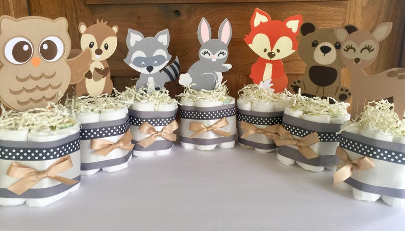 Woodland Table Decorations Forest Diaper Cakes Baby Shower Centerpieces Animals