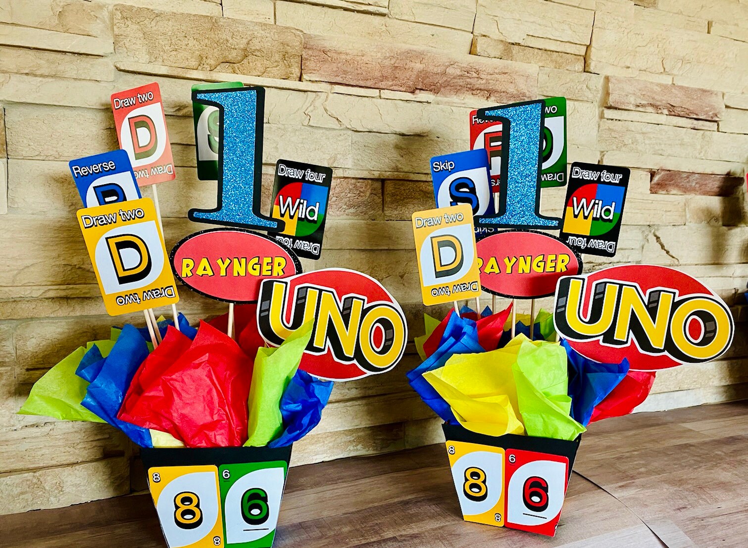 UNO Birthday Party Centerpieces Set of 2 First Birthday UNO Etsy