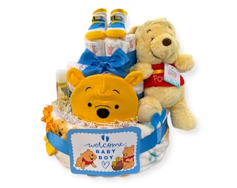 Winnie The Pooh Diaper Cake, Baby Shower, Winnie the Pooh newborn baby, gifts, decorations, centerpieces