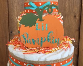 Fall baby shower decorations, Baby Pumpkin Decor,Pumpkin baby shower table centerpiece,Lil pumpkin diaper cake, Fall shower theme supplies