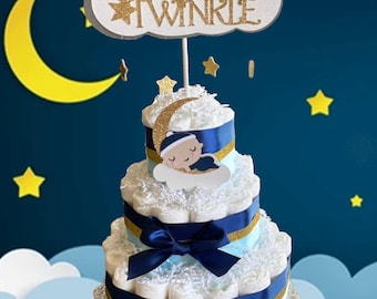 Twinkle Little Star Diaper Cake, Baby Shower, Gift, Liite Star Centerpiece, Table Decor, Diapers