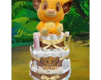 Large Baby Lion Diaper Cake, Baby Simba, King Lion baby shower, Lion theme baby gift,