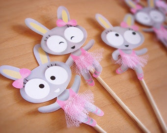 Cupcake toppers -Bunnies Ballerinas-