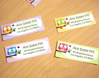 Personalized Return address labels -Rainbowls- Set of 28