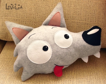 Plush Wildo the Wolf -Decorative plush pillow -
