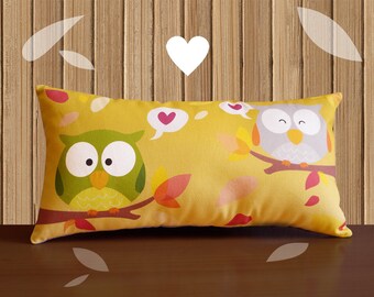 Decorative Pillow -RainbOWL- Yellow/Purple