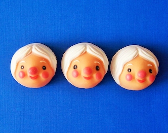 Three Vintage Mini Doll Head Faces Rubber Sewing  Crafts 1 1/4"