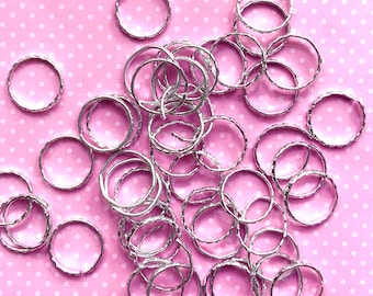 50 Silver Metal Ring Mini Cake Toppers Craft Supply