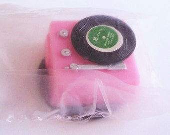 1 Mini Pastel Retro Record Player with Mini Record Charms Unopened Retro- Choose Color