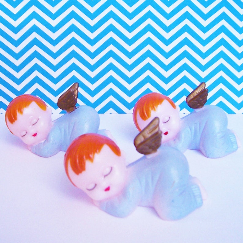 Three Baby Boy Cake Toppers Sleeping Angels Etsy