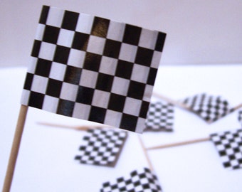 12 Racing Flags Cupcake Picks