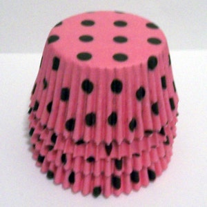 Pink with Brown Dots Cupcake Liners- Choose Set of 50 or 100