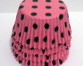 Pink with Brown Dots Cupcake Liners- Choose Set of 50 or 100