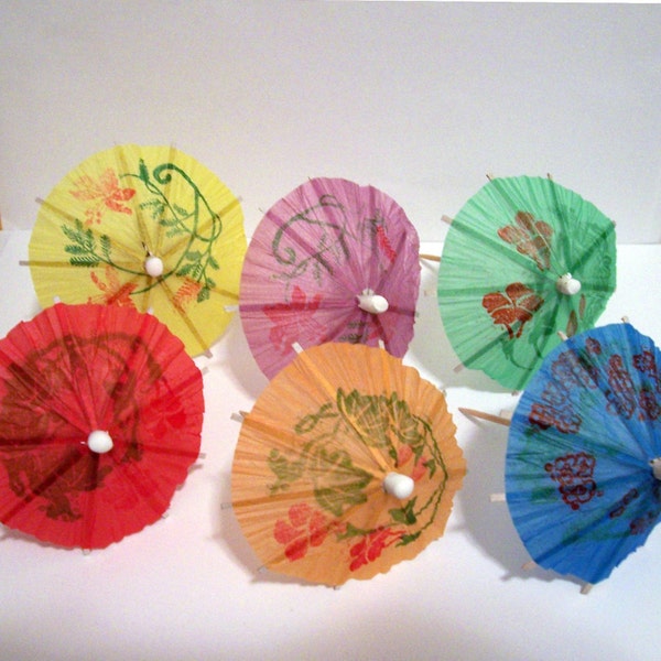 24 Colorful Paper Coctail Parasols