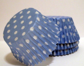 Light Blue Polka Dot Cupcake Liners - Choose Set of 50 or 100