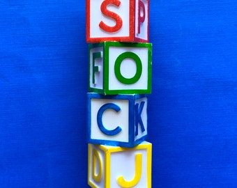 Stacked Baby Blocks Cake Toppers 4” tall