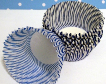 Blue Carnival Striped Cupcake Liners- Choose Set of 50 or 100