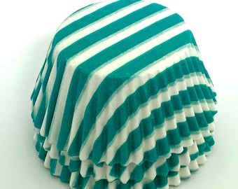 Green Stripe Cupcake Liners- Choose Set of 50 or 100