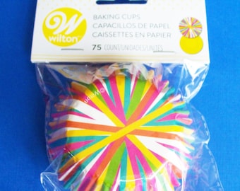 75 Wilton Multicolor Wheel Paper Cupcake Liners Standard Size