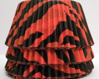 100 Red and Black Zebra Striped Cupcake Liners