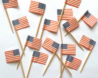 24 U.S. Flag Cupcake Picks 2 3/4” tall