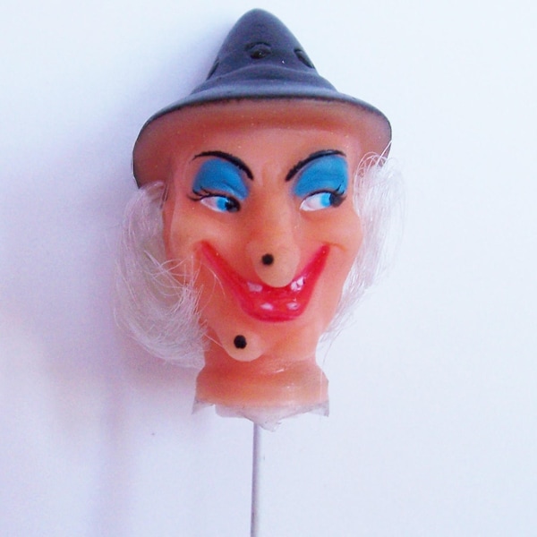 Small Witch Doll Head on Wire 1 3/4" New Old Stock Vintage