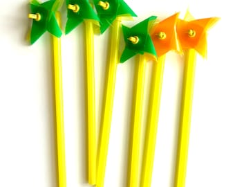 6 Pinwheel Straw Cupcake Picks