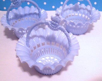 6 Vintage Light Blue Party Candy/Nut Baskets Plastic