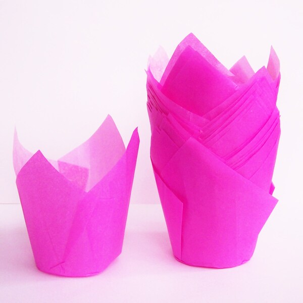 24 Pink Tulip Cupcake Liners